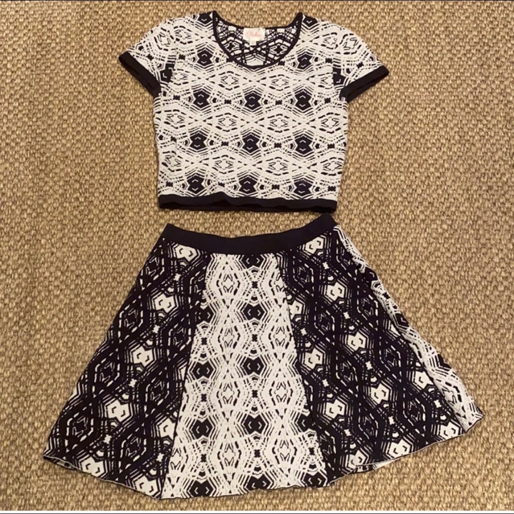 Parker embroidered crop top & skirt set
